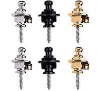 6 Pack Guitar Strap Locks Set,Black Gold Strap Lock Set Buttons Security Quick Release Straplocks Strap Parts for Acoustic, Ukulele, Martin, Banjo, Electric and Bass Guitars Strong Straps Locks Snug