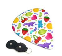6 Pack Gummy Candy Pattern Guitar Picks, Bass Electric Acoustic Guitar Ukulele Accessories, Heavy Guitar Picks Plectrums with Organizer Bag
