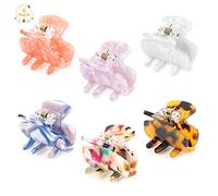 6 Pack Hair Claw Clips for Girls, Cellulose Acetate Hair Jaw Clamp Clips Small French Hair Claw Clips Classic Vintage Hair Clips for Women Girl All Hairstyles （6 Colors）