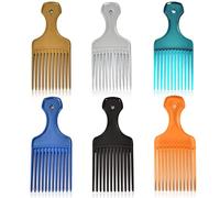 6 Pack Hair Picks for Curly Hair, 6.3 Inch Plastic Afro Pick for Women Men Hair Styling, Wide Tooth Afro Comb for Hairdressing (6 Colors)