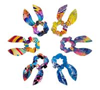 6 Pack Hair Scrunchies for Women, Adorable Bow Scrunchies for Thick Hair, Bunny Ear Scrunchies Elastic Bulk Scrunchies Hair Accessories Hair Ties for Girls, Color Lemon Pattern