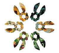 6 Pack Hair Scrunchies for Women, Adorable Bow Scrunchies for Thick Hair, Bunny Ear Scrunchies Elastic Bulk Scrunchies Hair Accessories Hair Ties for Girls, Green Octopus in Dark background