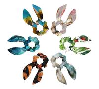 6 Pack Hair Scrunchies for Women, Adorable Bow Scrunchies for Thick Hair, Bunny Ear Scrunchies Elastic Bulk Scrunchies Hair Accessories Hair Ties for Girls, Cute Pug Dog and Pink Donuts