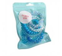 6-Pack Hair Ties Blue Telephone Coil, No Damage Stretchy Hair Bands Set with Different Patterns, Gentle Snag-Free Elastics for Women, Men, Girls, for Thick or Thin Hair