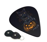 6 Pack Halloween Black Cat Pumpkin Art Guitar Picks - 0.46 0.71 0.93 mm Includes Cool Guitar Picks Thin Medium Heavy Thickness, Electric Guitar Picks for Acoustic Guitar Bass Ukulele