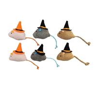 6-Pack Halloween Catnip Mice Toys with Witch Hats - Festive Plush Mouse Set for Cats, Perfect for Halloween Playtime - Blue Ears