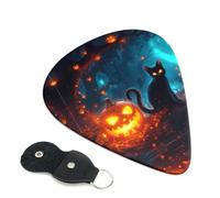 6 Pack Halloween Forest Pumpkin Black Cat Guitar Picks - 0.46 0.71 0.93 mm Includes Cool Guitar Picks Thin Medium Heavy Thickness, Electric Guitar Picks for Acoustic Guitar Bass Ukulele