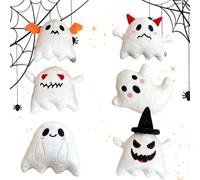 6 Pack Halloween Ghost Plush Toys, Assorted Small Cute Throw Pillow | Soft Fluffy Halloween Toys, Spooky Ghost Ornaments for Party Favours, Trick or Treat Fillers, Halloween Decorations