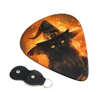 6 Pack Halloween Witch Hat Black Cat A Guitar Picks - 0.46 0.71 0.93 mm Includes Cool Guitar Picks Thin Medium Heavy Thickness, Electric Guitar Picks for Acoustic Guitar Bass Ukulele