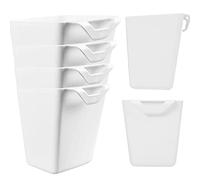 6 Pack Hanging Cup Holder, Rolling Cart Accessories Utility Cart Accessories Hanging Box Pencil Holder Storage Containers Cup Planter Hanging Buckets for Craft Supplies (White)