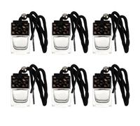 6 Pack Hanging Diffuser Bottles, Black Glass Car Decoration | Vehicle Decoration Use, Refillable 8ml and 6ml Capacity, Home Garden Object, Six Pieces Random Color