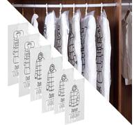 6 Pack Hanging Vacuum Bags for Clothes, Space Saving, Reusable Coat Vacuum Storage Bag for Hanging Closet, Jackets, Clothes, Comes(67 * 90cmX2丨67*110cmX2丨60*130cmX2)