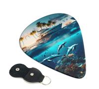 6 Pack Hawaiian Ship Dolphin Guitar Picks - 0.46 0.71 0.93 mm Includes Cool Guitar Picks Thin Medium Heavy Thickness, Electric Guitar Picks for Acoustic Guitar Bass Ukulele