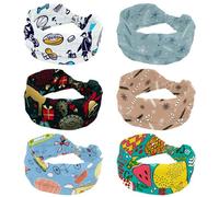 6 Pack Headband for Women, Falling Leaves Pattern Soft Wide Headbands, Non Slip Workout Hairbands for Yoga Fitness Travel Gym, Hair Accessories