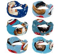 6 Pack Headbands for Women, Cute Little Guinea Pigs in Santa Claus Hats Headbands Non Slip Fashion Wide Headband Hair Wrap for Women Girls