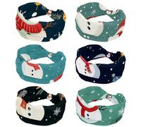6 Pack Headbands for Women, Merry Christmas Snowman Headbands Non Slip Fashion Wide Headband Hair Wrap for Women Girls