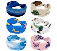 6 Pack Headbands for Women Workout Twist Knotted Head Bands Stretchy Hairbands Wild West Cowboy Hats Seamless Pattern Non Slip Yoga Sport Turban Headwrap