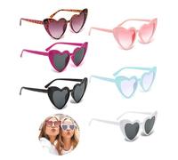 6 Pack Heart Shaped Sunglasses, Vintage Heart Shaped Sunglasses Party Glasses Magic Colors Heart Shaped Glasses 90s Style for Kids Adults for Parties, Weddings and Carnivals