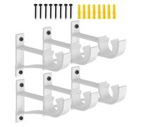 6 Pack Heavy Duty Curtain Rod Brackets - Single Holders for 0.8 to 1 Inch Drapery Rod - Sturdy Hooks for Living Room, Bedroom, Bathroom - White