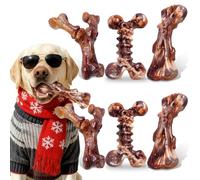 6-Pack Heavy Duty Nylon Dog Chew Toys for Medium Large Dogs Bacon Flavor |Pure Nylon for Aggressive Chewers |Reduces Boredom |Varied Shapes for Extended Engagement | Designed for 25-80 lbs Breed Sizes