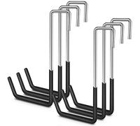 6 Pack Heavy Duty Rafter Hooks for Hanging Vinyl Coated Large S Hooks for Hanging Ladder Bike Hangers Garage Storage Organizer Black