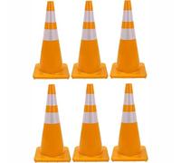 6 Pack Heavy-duty Yellow Traffic Cones - Large Pvc Safety Cones For High Visibility In Road Construction, Parking Lots, And Garages