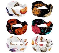 6 Pack Helloween (1) Headbands for Women's Hair,Soft Elastic Bandeau Hair Bands Makeup Yoga Workout Running