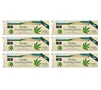 6 Pack - Hemp Toothpaste + Free Brush - Organic Hemp Oil | Fluoride Free | Vegan - 100ml