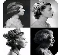 6 Pack HM Queen Elizabeth 11 Souvenir Aluminium Coasters With Cork Feet In A Gift Box