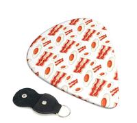 6 Pack Hobo Eggs Bacon Print Red White Guitar Picks - 0.46 0.71 0.93 mm Includes Cool Guitar Picks Thin Medium Heavy Thickness, Electric Guitar Picks for Acoustic Guitar Bass Ukulele