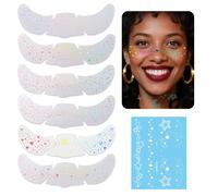 6 Pack Holographic Multichrome Glitter Freckles Face Tattoo + Glow in Dark Glitter Freckles,Nightglow Waterproof Sparkle Face Shimmer Star Temporary Tattoo for Festival Rave Christmas Party etc.
