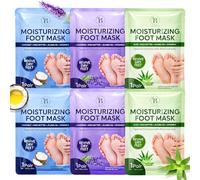 6 Pack Hydrating Foot Mask for Dry Cracked Feet - Restoring & Moisturising Socks with Aloe, Lavender & Coconut Extracts - Feet Mask for Women & Men Foot Care with Shea Butter, Jojoba Oil & Vitamin E
