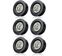 6 Pack Hygrometer Thermometer Digital Humidity Meter LCD Round Temperature Hygrometer Mini Indoor Hygrometer Monitor for Home Office Greenhouse Basement Nursery Babyroom Fahrenheit or Celsius Black