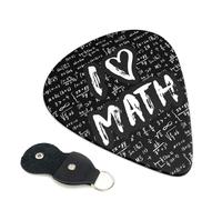 6 Pack I love Math Guitar Picks, Bass Electric Acoustic Guitar Ukulele Accessories, Thin Guitar Picks Plectrums with Organizer Bag