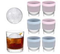 6 Pack Ice Ball Moulds,MEOAlBkey Large Sphere Ice Cube Molds Reusable Ice Ball Maker for 6CM Big Ice Balls Easy Release Silicone Ice Molds for Whiskey Cocktails (Pink & Blue)