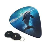 6 Pack Ice Blue Ocean Cute Dolphin Guitar Picks - 0.46 0.71 0.93 mm Includes Cool Guitar Picks Thin Medium Heavy Thickness, Electric Guitar Picks for Acoustic Guitar Bass Ukulele