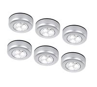 6 Pack Ilyever LED Battery-Powered Wireless Night Light Stick-on Push Lamp for Closets, Cabinets, Counters, or Utility Rooms - Cordless Tap Touch