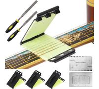 6-Pack Incluing 3Pcs Guitar String Cleaner Scrubber & Guitar Action Gauge Ruler & 2Pcs Fret End Dressing File, Complete Maintenance Kit for Electric/Acoustic Bass Ukulele Mandolin Instrument Care