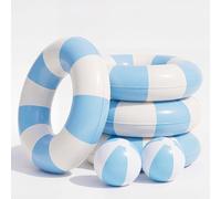 6 Pack Inflatable Pool Toys Floats for Kids Adults 4 Pcs Swim Tubes Rings with 2 Pcs Beach Balls Floaties Beach Swimming Toys for Summer Pool Water Games Party Favor Baby Shower(Pink)(Blue)