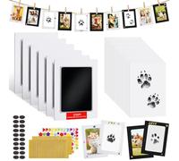 6 Pack Inkless Paw Print Kit, Clean Touch Ink Pads for Dog Cat Paw Nose Prints with Keepsake Frames - Mess-Free Pet & Baby Footprint Kit, for Pet Lover Newborn Parents, Black