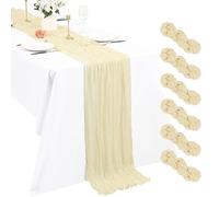 6 Pack Ivory Cheesecloth Boho Gauze 21×120 Inch Rustic Romantic Long Table Runner for Wedding Party Bridal Shower Thanksgiving Christmas Decoration