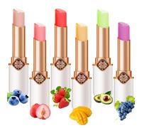 6-Pack Jelly Lipstick Set - Fruit-Infused Color Changing Lip Balm - Peach, Aloe Vera, Strawberry, Blueberry, Avocado & Grape - Long-Lasting, Moisturizing Lip Makeup (6PCS)