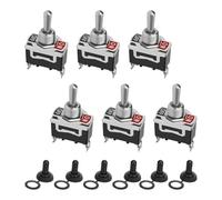 6 Pack Joystick Toggle Switches with Protective Cap, Waterproof 2 Pin SPDT Momentary Switch, Flame Retardant Plastic for Industrial & Commercial Equipment, Black