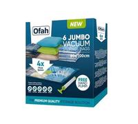 6 Pack Jumbo Vacuum Compressed Storage Bag, 100 x 80cm Reusable Clothes Storage Bags,Space Saver Bags for Bedding, Curtains, Pillows, Clothing, Hand Pump Included
