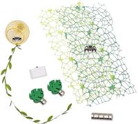 6 Pack Jumping Spider Enclosure Decor Set, Habitat Hideout & Climbing Accessories: Carved Web, Leaf Platform, Magnetic Feeder for Arboreal Spiders