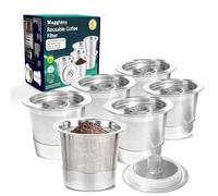 6 Pack K Cup Reusable Coffee Pods for K Stainless Steel Refillable K Cup - Reusable Coffee Filter for K e u r i g 1.0 Coffee Maker, Permanent, Eco-Friendly, BPA-Free (K Cups for K1.0 x6)
