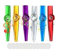 6 Pack Kazoos,Multipack Kazoo Metal Kazoo Musical Instruments Kazoo Instrument with 12 Flute Membrane & 6 Lanyards Good Companion for Children Kids & Music Lover Beginners