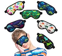 6 Pack Kids Dinosaur Sleep Mask Soft Satin Eye Mask Boys Sleeping Mask Kids Night Mask for Sleeping Light Blocking Eye Cover with Adjustable Straps for Men Kids Boys, 6 Dinosaur Styles