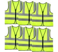6 Pack Kids Hi Vis Vests Child Hi Vis Reflective Vest Bulk Children High Visibility Safety Vest with Reflective Strips for Girls Boys Outdoor Traffic Activities (L, 10-12 years(130-140 cm))