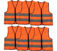 6 Pack Kids Hi Vis Vests Child High Visibility Reflective Vest Kids Traffic Construction Safety Vest with Reflective Strips for Girls Boys Outdoor Activities (Orange, M, 7-9 years(120-130 cm))